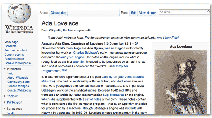 Ada Lovelace nice HTML 