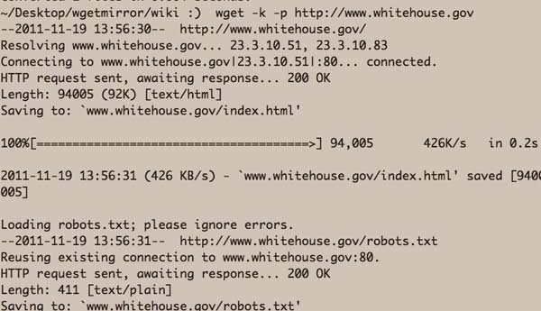 wget on whitehouse.gov